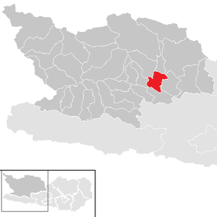 Lage der Gemeinde Seeboden im Bezirk Spittal an der Drau (anklickbare Karte)