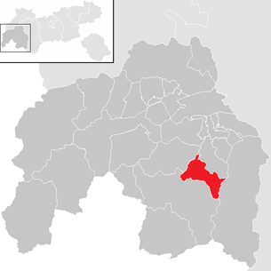 Lage der Gemeinde Tösens im Bezirk Landeck (anklickbare Karte)