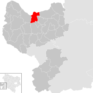 Lage der Gemeinde Wallsee-Sindelburg im Bezirk Amstetten (anklickbare Karte)