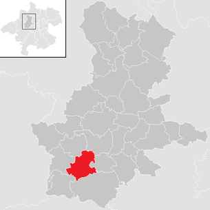Lage der Gemeinde Weibern (Oberösterreich) im Bezirk Grieskirchen (anklickbare Karte)