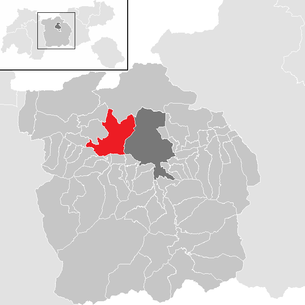 Lage der Gemeinde Zirl im Bezirk Innsbruck Land (anklickbare Karte)