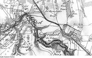Seifersdorf und der Steinberg auf einer Karte von 1841/43