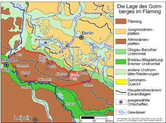 Die Lage des Golmberges im Fläming