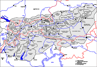 Lage der Leoganger Steinberge innerhalb der Ostalpen (dunkelgrau hervorgehoben)