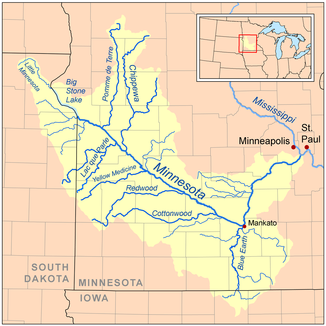 Einzugsgebiet und Nebenflüsse des Minnesota Rivers