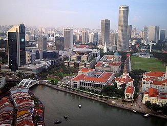 Sicht aus dem OCBC Centre auf den Singapore River
