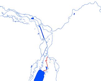 Die Batschke (rot dargestellt) im Leipziger Gewässerknoten