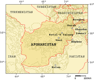Gebirgspässe in Afghanistan und Pakistan