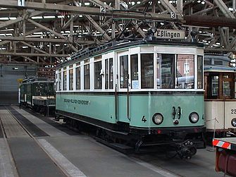 Triebwagen Nr. 4 im ehemaligen Straßenbahnmuseum Zuffenhausen
