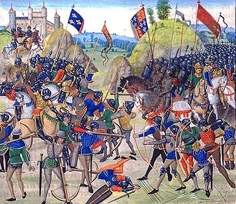 Darstellung der Schlacht von Crécy aus dem 15. Jahrhundert