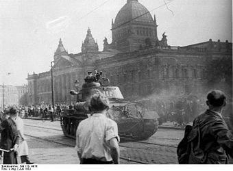 Sowjetischer Panzer in Leipzig am 17. Juni 1953