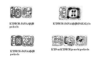 Verschiedene Schreibvarianten des Namens K'inich Janaab' Pakal I.
