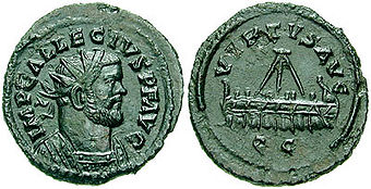 Quinarius mit dem Münzbild des Allectus