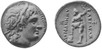 Münze mit dem Abbild des Demetrios