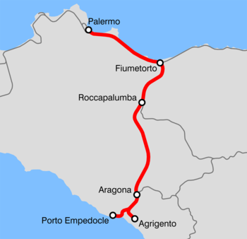 Strecke der Bahnstrecke Palermo–Agrigento/Porto Empedocle