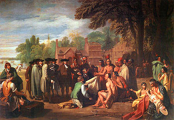 William Penn schließt einen Vertrag mit den Lenni Lenape (Gemälde von 1771)