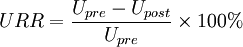 URR = \frac{U_{pre}-U_{post}}{U_{pre}} \times 100\% 