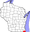 Map of Wisconsin highlighting Kenosha County.svg