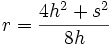 r = \frac{4 h^2 + s^2}{8 h}