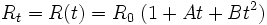 R_t=R(t)=R_0\;(1+At+Bt^2)