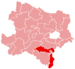Lage des Bezirkes Wiener Neustadt-Land in Niederösterreich
