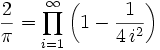 \frac 2{\pi} =\prod_{i=1}^\infty \bigg(1- \frac1{4 \, i^2}\bigg)
