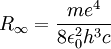  R_\infty = \frac{ m e^4}{8 \epsilon_0^2 h^3 c} 