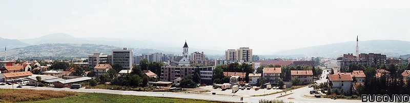 Panorama des Stadtzentrums von Bugojno (2001)
