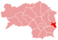 Lage des Bezirkes Fürstenfeld innerhalb der Steiermark
