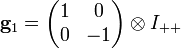 \mathbf g_1=\begin{pmatrix}1&amp;amp;0\\0&amp;amp;-1\end{pmatrix} \otimes I_{++}