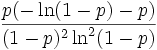 \frac{p(-\ln(1-p)-p)}{(1-p)^{2}\ln^{2}(1-p)}