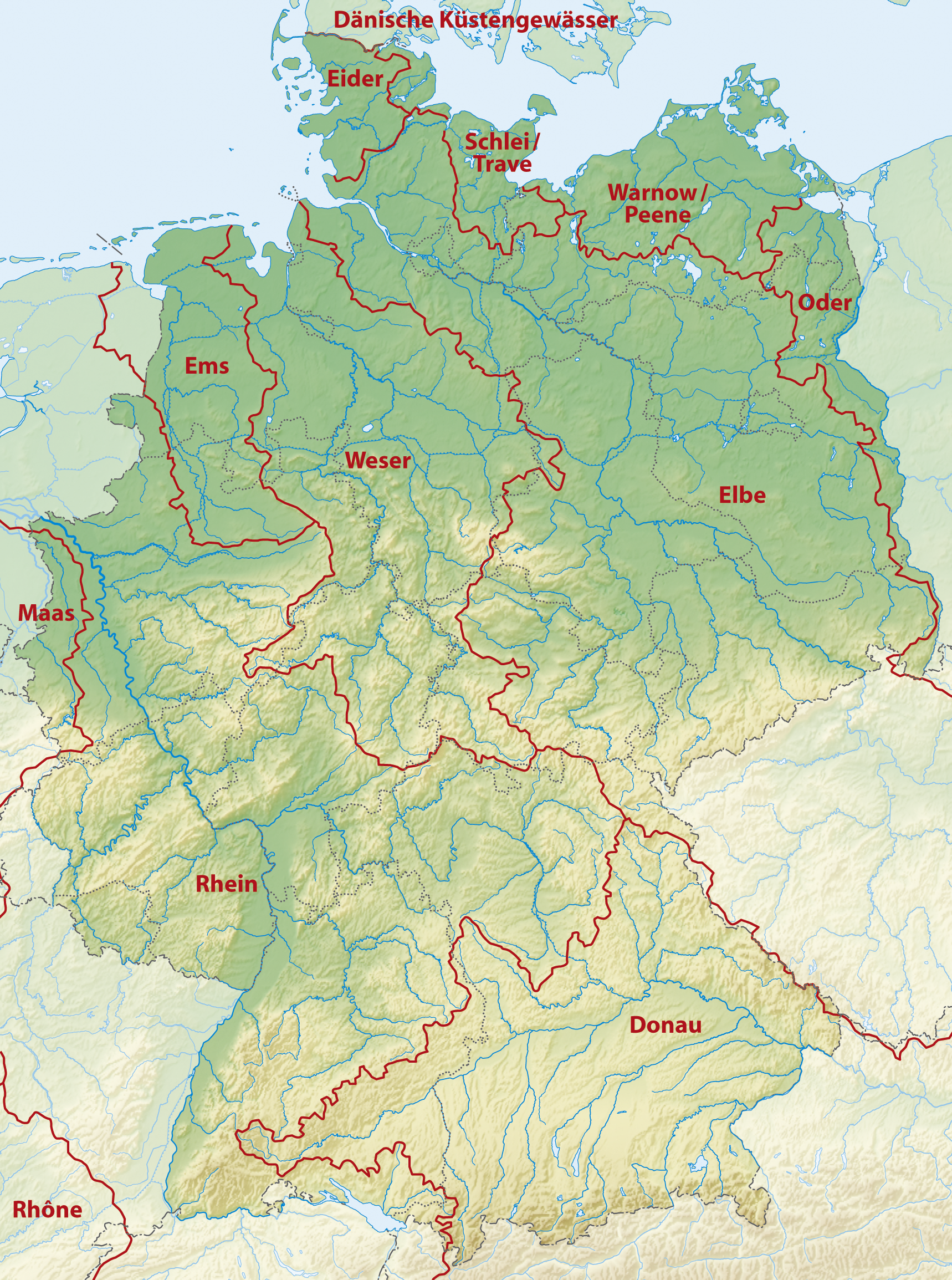 Wasserscheiden in Deutschland