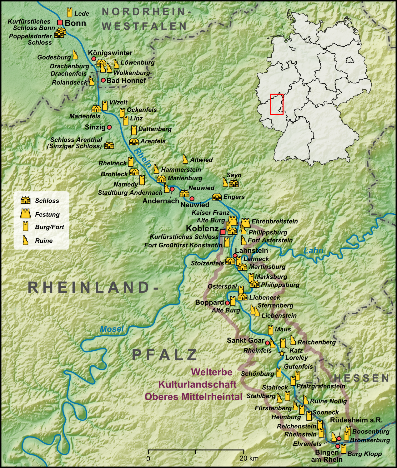 mittelrheintal karte - KARTE DEUTSCHLAND