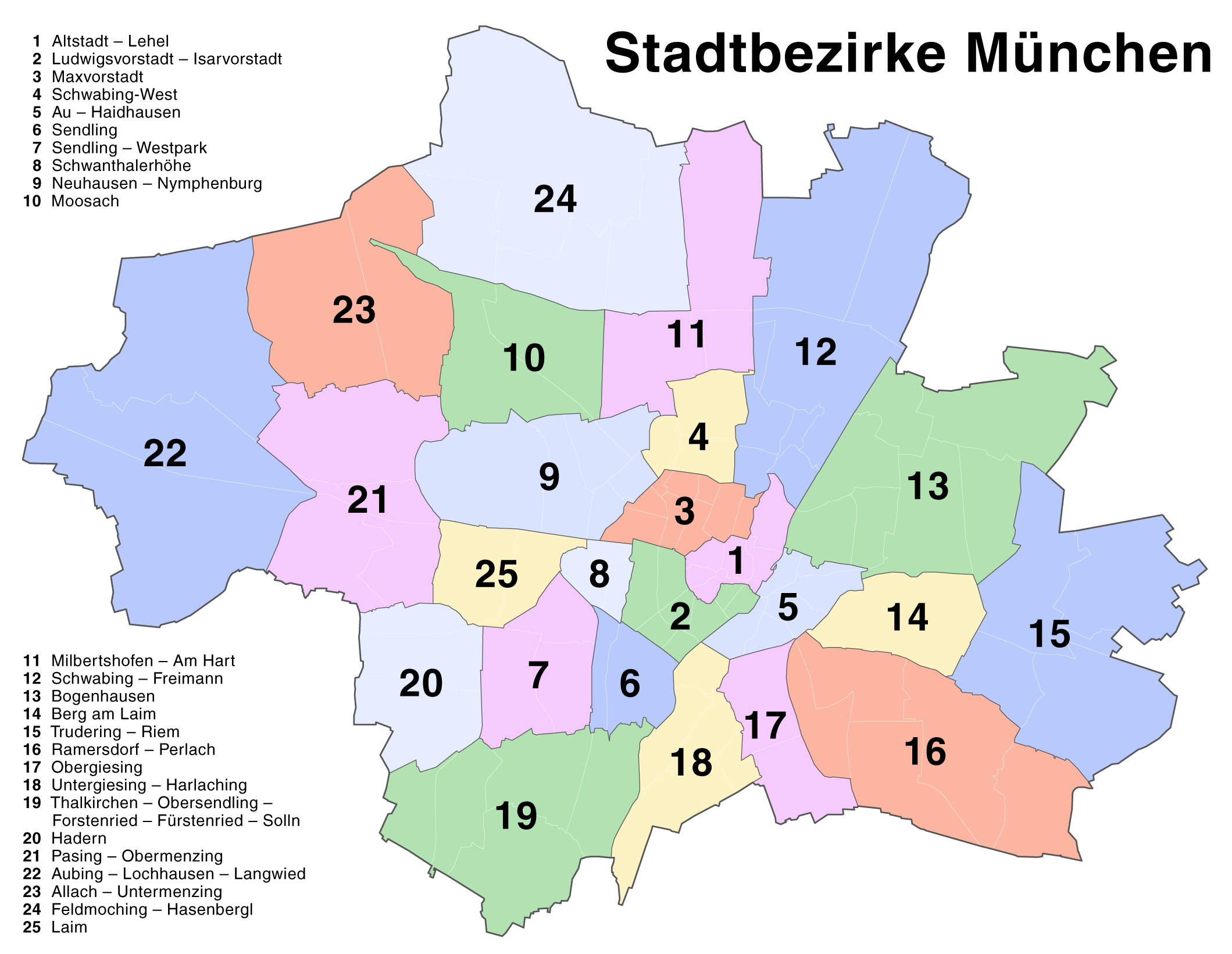 Liste der Stadtbezirke Münchens