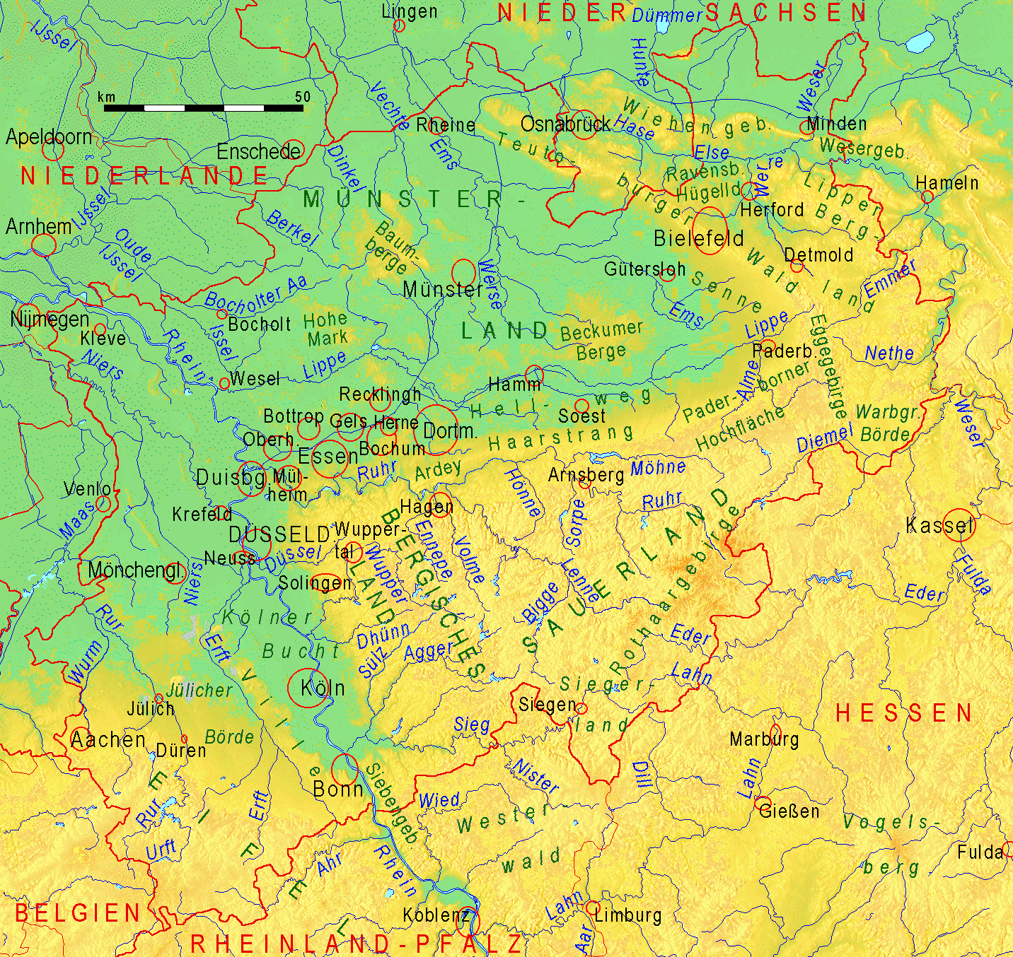 Geographie Nordrhein-Westfalens