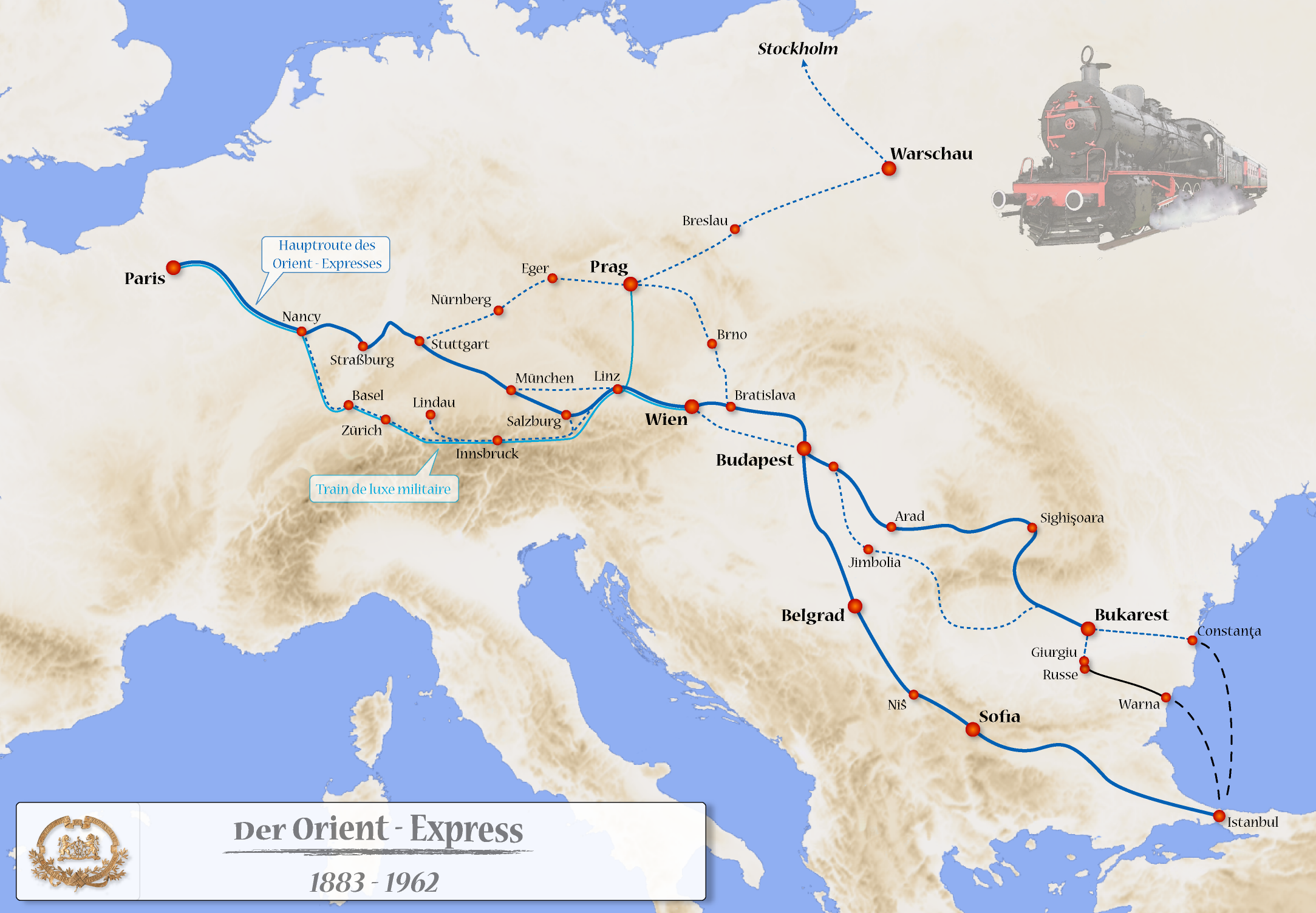 Orient Express Train Route Map