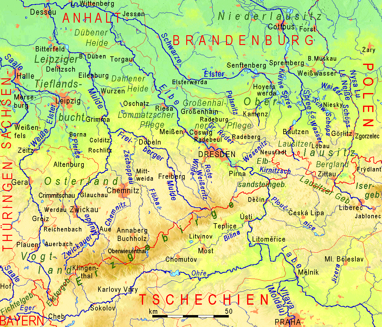 Liste der Regionen in Sachsen