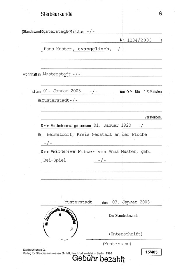 Sterbeurkunde