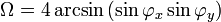 \Omega = 4 \arcsin \left( \sin \varphi_x \sin \varphi_y \right) 