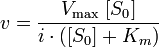  v = \frac{V_{\max}\;[S_0]}{i \cdot ([S_0] + K_m)}